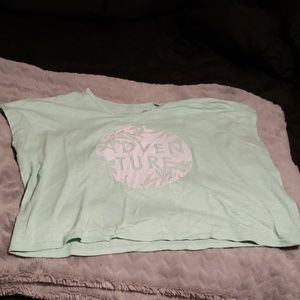 Old Navy "Adventure" teal crop top